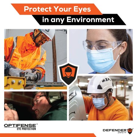 Defender Safety OPTIFENSE VS1 CLEAR Safety Glasses, ANSI Z87, 30pc per Box  Pink, 30PK OF-VS1-09